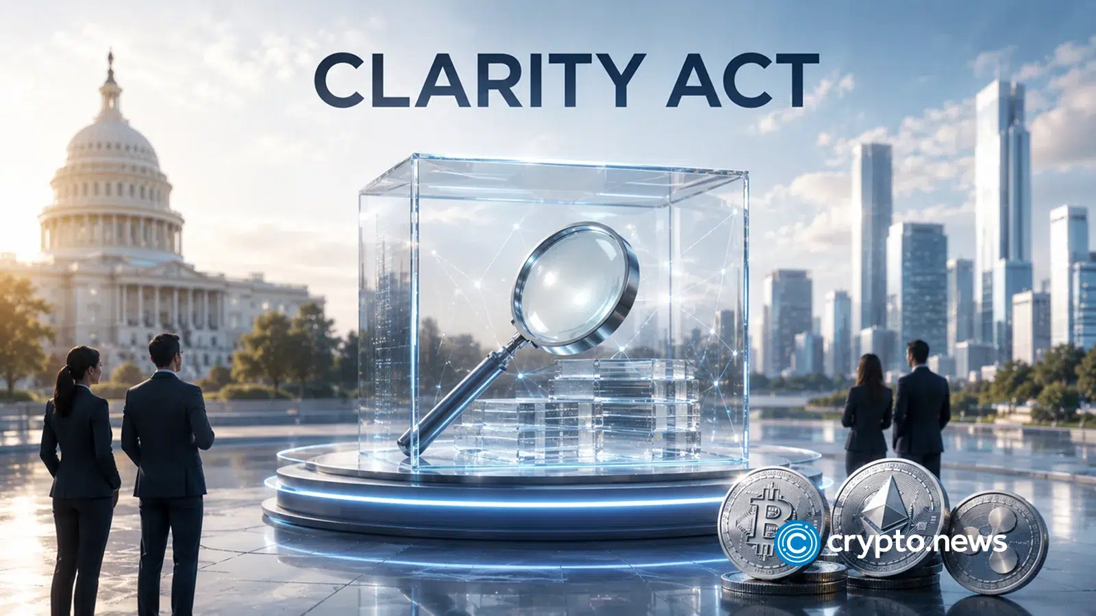 „Coinbase“ palaiko griežtesnį CLARITY Act, nes Trumpo etinė kova gilėja
